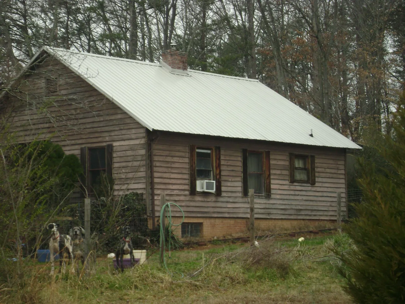 White metal roof on an old wood sided farmhouse, from a Metal Roof Installation job in Old Saybrook